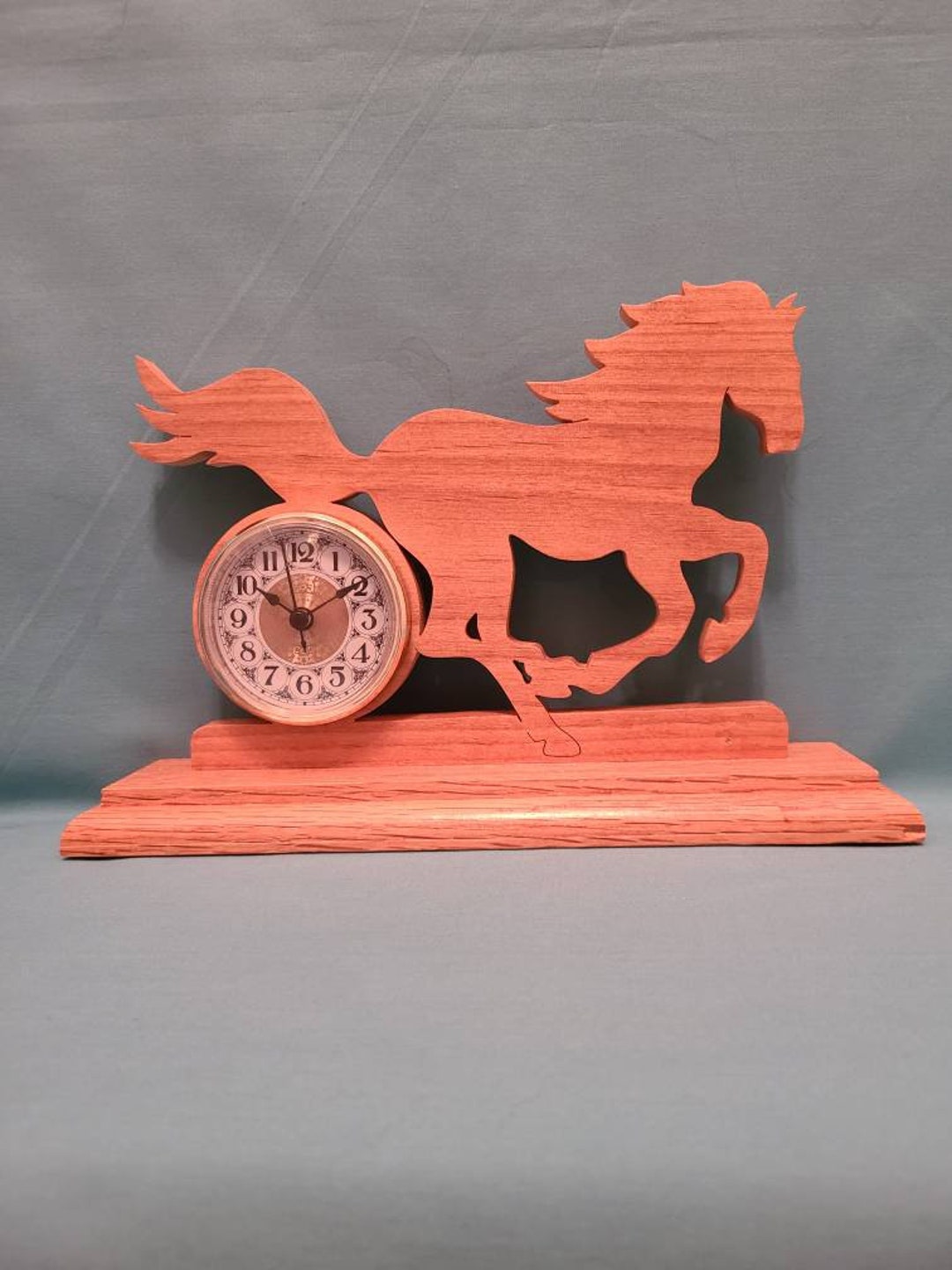 Horse Clock,handmade Scroll Sawn Large Mustang Horse Clock Cut From