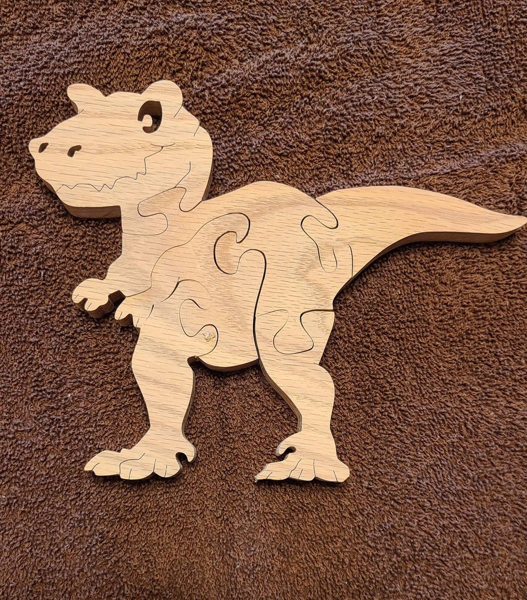 Dinosaur Puzzle, Stocking Stuffer, Wood Puzzle, Wooden Trex Puzzle