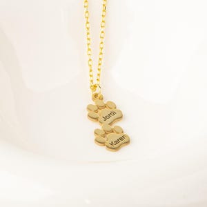 Personalized Cat Paw Print Necklace -  Gold Custom Pet Jewelry for Cat Lovers & Memorial Gifts