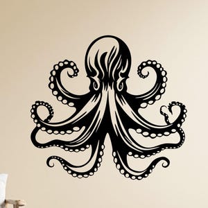 Octopus Metal Wall Art – Ocean Animal Silhouette, Nautical Marine Life Decor for Beach House, Coastal Living Room or Office