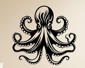Octopus Metal Wall Art: Coastal Marine Life Silhouette