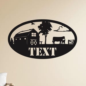 Custom Cow Ranch Sign,Gift For Farmer, Farm Sign Barn,Cow Metal Wall Art,Personalized Cattle Cow Sign,Farmhouse Decor,Cow Wheat Field Sign