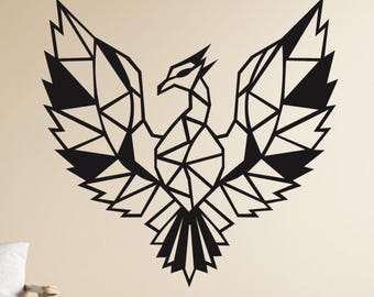 Metalen muurkunst Phoenix Bird: lasergesneden silhouet vuurvogel