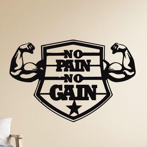 No Pain No Gain Metal Wall Art – Motivational Gym Quote Sign, Fitness Weightlifting Workout Home Gym Inspirational Decor