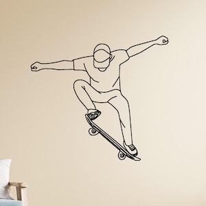 Skateboarding Metal Wall Art – Skateboarder Silhouette Decor for Teen Room, Skate Park, or Sports Lover Gift