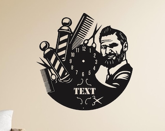 Reloj de pared metálico de barbería personalizado: decoración de peluquería personalizada