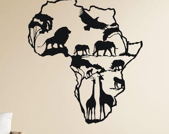 Metalen muurkunst kaart Afrika: culturele decoratie voor thuis en op kantoor