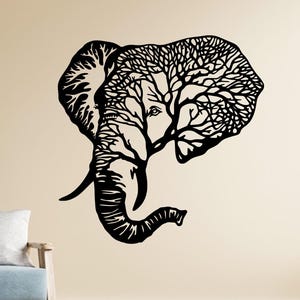 Laser Cut Metal Tree and Elephant Wall Art: Nature Inspired Decor