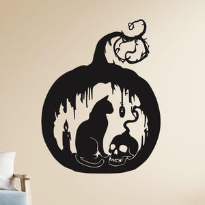 Laser Cut Halloween Metal Wall Art: Spooky Bat & Pumpkin Silhouette