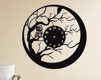 Reloj de pared de búho de metal: decoración bohemia rústica y silenciosa