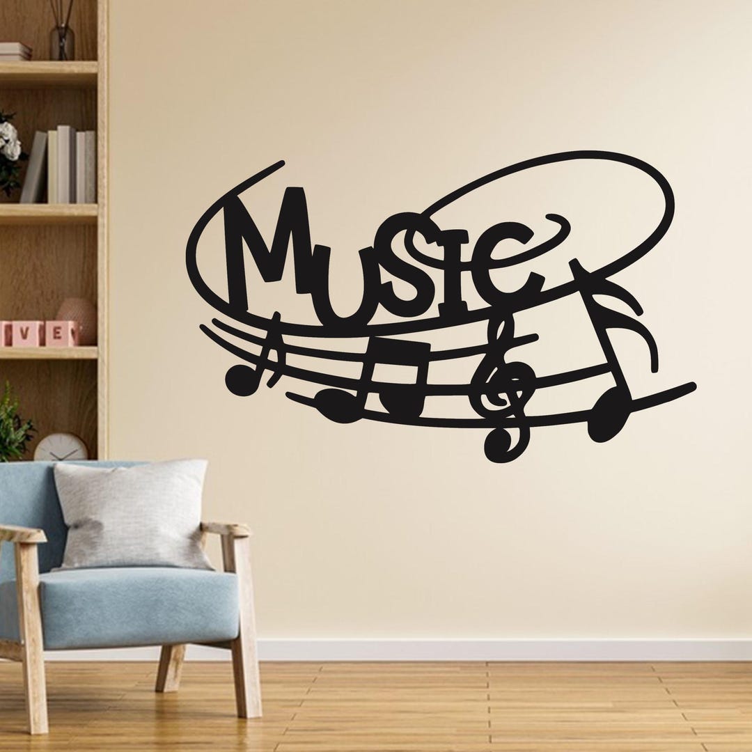 Music Note Metal Wall Art: Studio, Music Room Silhouette Decor - Etsy