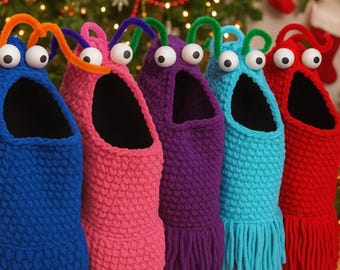 ip yip haakpatroon, gehaakte alien opbergtas, sesamstraat yipyip gehaakt, gehaakt yip yip monsterpatroon, gehaakte hangende mand yipyip