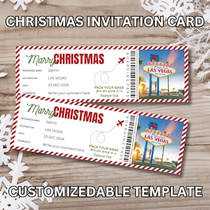 Bearbeitbare Bordkarte-Vorlage, Weihnachtsüberraschungsgeschenk-Flugticket, druckbares Flugticket, sofortiger Download, individuelles Ticket, Geschenk für ihn