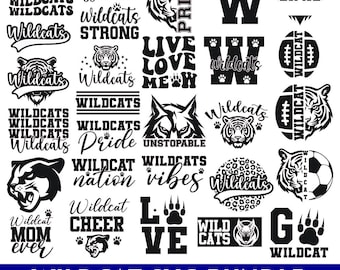 Wildcats SVG, Pakiet Wildcats SVG, Baseball Wildcats, Piłka nożna Wildcats, Piłka nożna Wildcats, Wildcat SVG, Bobscat SVG, Koszykówka Wildcats,