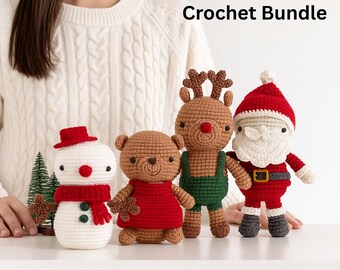 Zestaw szydełkowy na Boże Narodzenie | Wzory amigurumi na święta w formacie PDF | Zestaw szydełkowych ozdób i dekoracji | Natychmiastowe pobranie cyfrowe | prezent dla niej