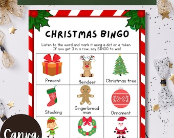 Gra w bingo na święta Bożego Narodzenia dla dzieci, gra na imprezę świąteczną, gra rodzinna na święta Bożego Narodzenia, karty bingo na święta Bożego Narodzenia, gry świąteczne, karty bingo na Święto Dziękczynienia,