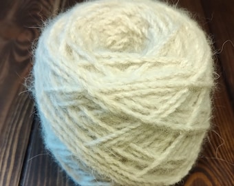 Dog Wool Handspun Chunky Yarn - 30 Samoyed/ 70 Sheep Wool  - two ply, 1 skein, 3.53 oz/ 100yd - Ivory