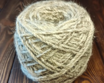 Dog Wool Chunky Hand Spun Yarn - 30 Collie/ 70 sheep wool- 1 skein, two ply, 3.53 oz/ 97yd -Grey