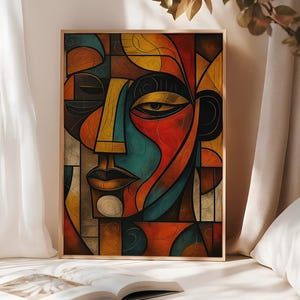 Abstract African American Mask Art: Contemporary Canvas Wall Hanging