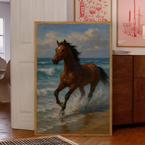 Running Horse Portrait Canvas Print: Rustic Western Wall Art