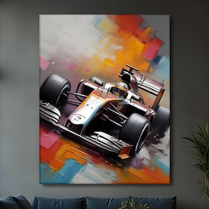 Abstract Formula 1 Painting, Ready to Hang Canvas, Formula 1 Print, F1 Car, Race Car Wall Art, Formula 1 Poster, Formula Car, Formula Gifts