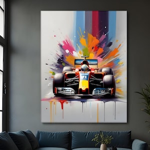 Formula 1 Painting Canvas, Ready to Hang, Formula 1 Print, F1 Car, Race Car Wall Art, Formula 1 Poster, Formula Race Car, Formula One Gifts