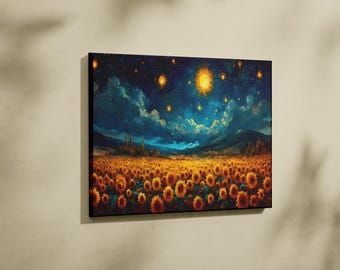 Sunflowers Canvas Wall Art, Botanical Art, Living Room Wall Art, Flower Poster, Floral Art, Sunflowers Wall Decor, Ready to Hang, Canvas Art