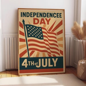 America Independence Day Art, Fourth 4th Of July Poster, Vintage Star Spangled Banner Cover Art, 4th of July, Vintage American Flag Prin