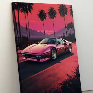 Pink Car Wall Art, Abstract Car Canvas, Sports Car Poster, Garage Wall Decor, Gift For Boyfriend, Automotive Decor, Garage Wall Decor Gifts