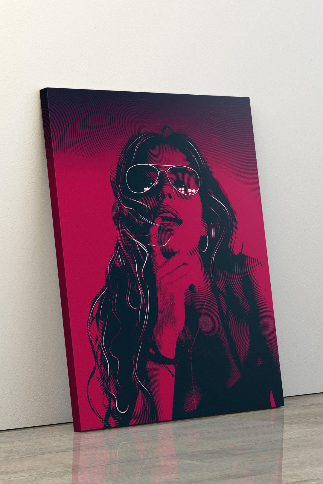 Red Abstract Woman Painting, Red Woman Portrait, Fashion Wall Art ...