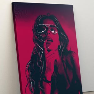 Red Abstract Woman Painting, Red Woman Portrait, Fashion Wall Art, Woman Wall Art, Canvas Home Decor, Aesthetic Home Decor, Woman Art Print