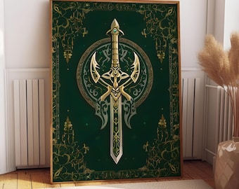 Canvastavla Zelda Svärd: Väggkonst i spelrum