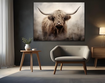 Bison Canvas Print, Bison Wall Art, Bison Art Print, American Bison Canvas, Ready to Hang, Farmhouse Decor, Buffalo Print, Rustic Decor
