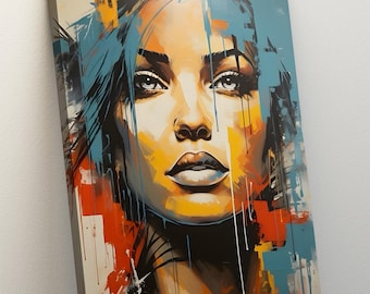 Abstract Woman Face Portrait Canvas Decor, Framed Print, Wall Art Canvas, Woman Faceless Art, Ready to Hang, Gifts Poster for Girlfriend