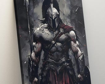 Spartan Soldier, Gladiator Canvas Print, Spartan Soldier Canvas Painting, Ancient Ages Warrior Wall Art, Warrior Canvas, Muscular Man Canvas