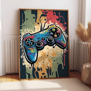 Vintage Joystick Gaming Poster: Retro Gamer Room Decor
