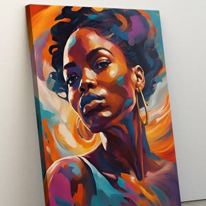 Bunte schwarze Frau Leinwand Kunst: African American Portrait Poster