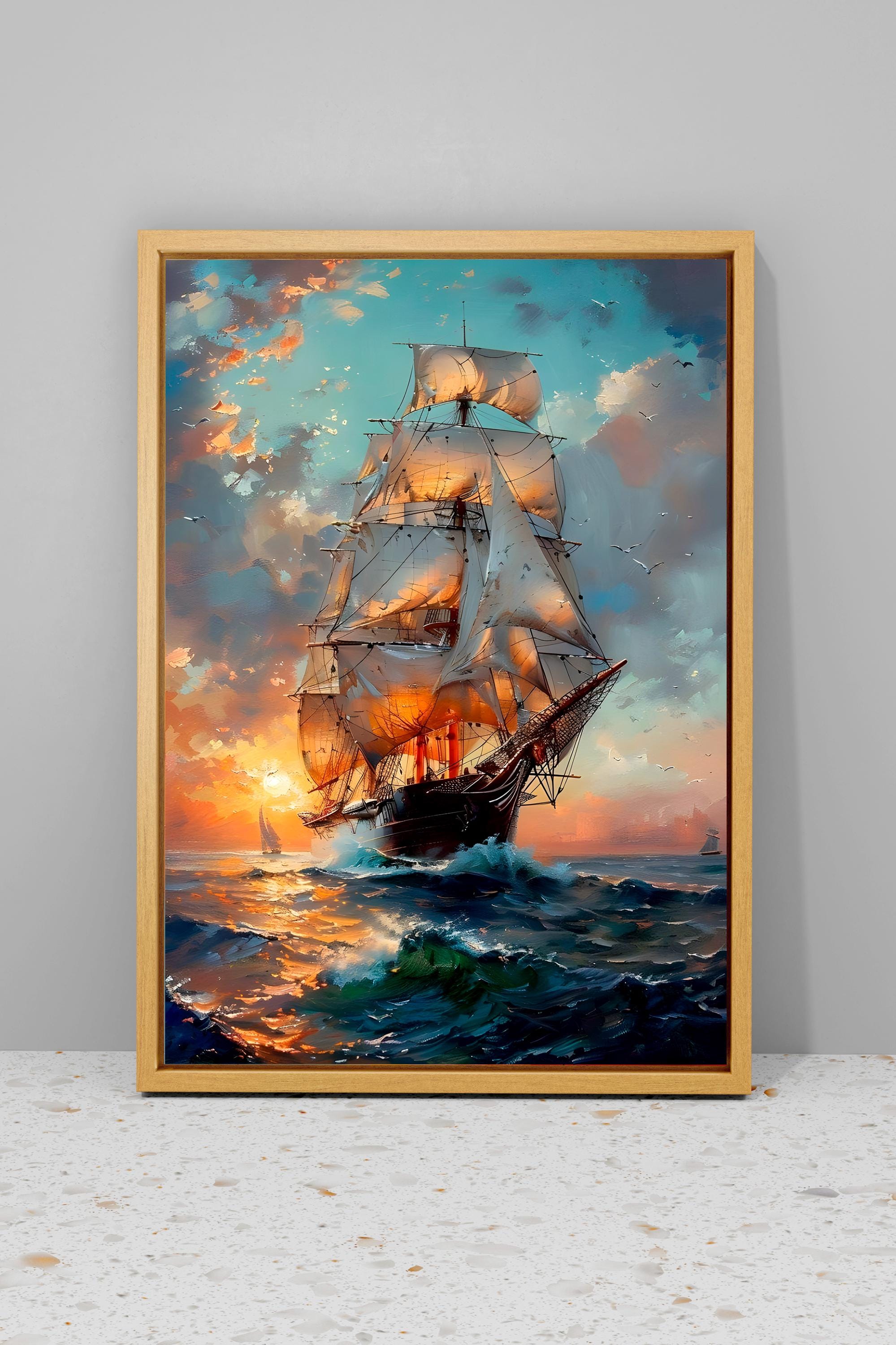 帆船絵画プリント