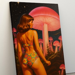 Trippy Mushroom Canvas Art: Surreal Psychedelic Wall Decor