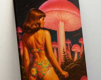 Trippy Mushroom Canvas Art: Surreal Psychedelic Wall Decor