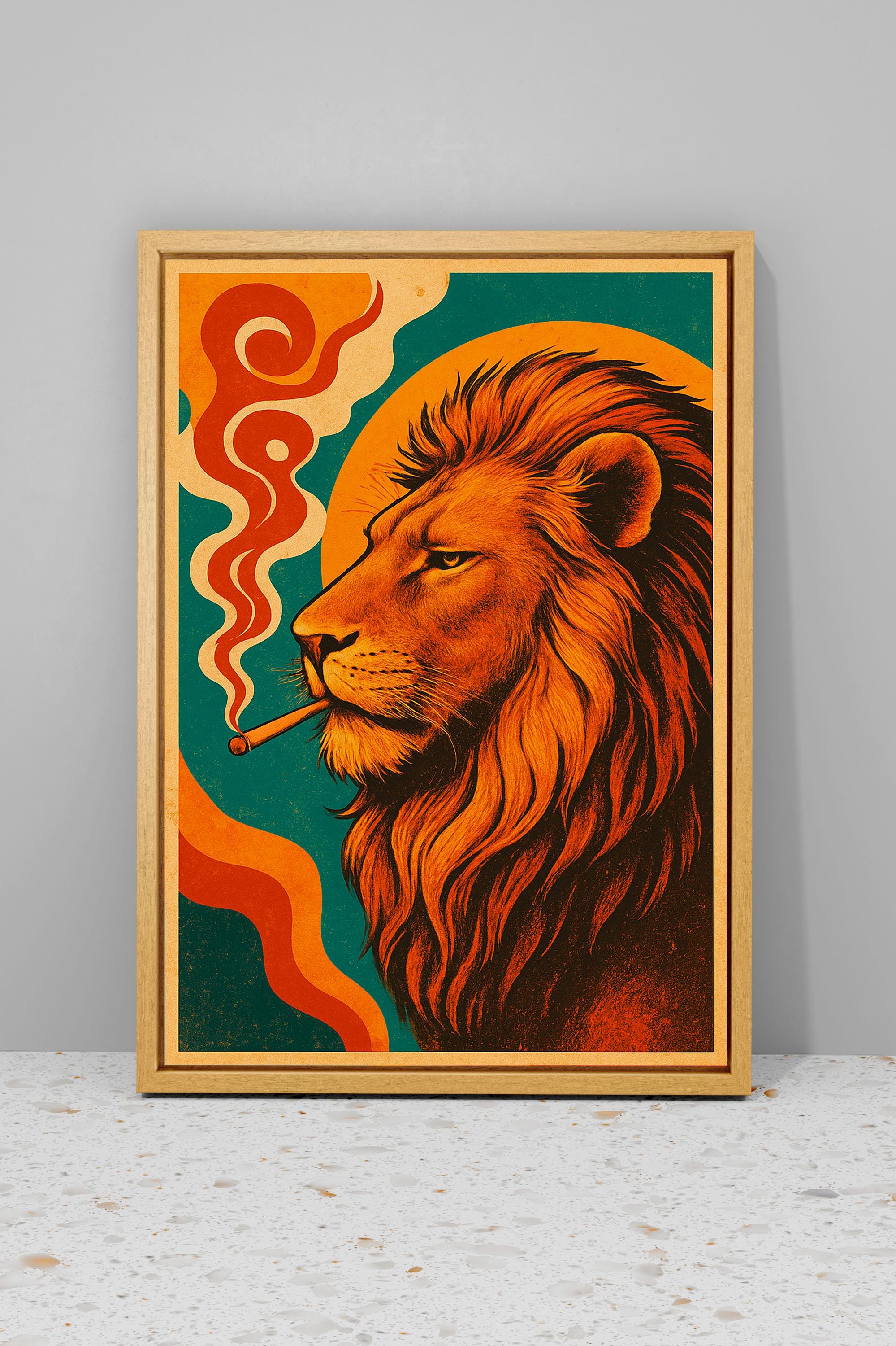 mountain lion smoking a cigarette Lion Smoking a Cigarette Vintage Canvas Art, Funny Lion Retro Whimsical  Print, Cabin Decor, Poster Art Gift, Lion Wall Art, Funny Art Gifts