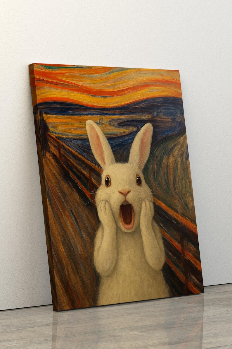 The Scream Rabbit Poster, Edvard Munch Scream Rabbit Art, Original ...