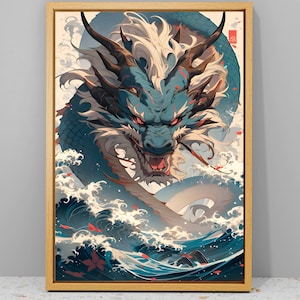 Dragon Wall Art, Fantasy Painting Canvas, Game Room Decor, Aesthetic Room Wall Decor, Gothic Concept Art Print, Dragon Lover&#39;s Wall Decor