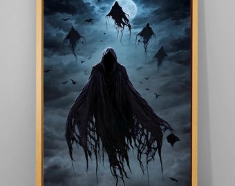Póster de la película Flying Dementors: Arte mural gótico de Dark Academia
