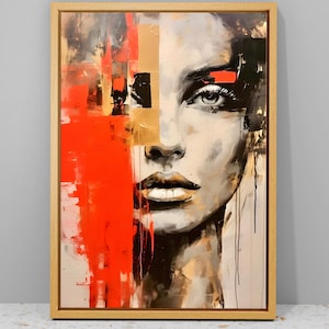 Impressão de rosto de mulher abstrata, tela de pintura, arte de parede de rosto abstrato, pintura de mulher sem rosto, download instantâneo, arte de parede de mulher, pôsteres para presente