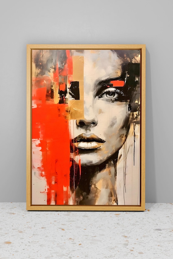 Abstract Woman Face Print, Painting Canvas, Abstract Face Wall Art