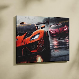 Race Car Canvas Art, Car Art, Ford Poster, Canvas Home Decor, Living Room Wall Art, Car Racing Poster, Garage Wall Decor, Office Wall Decor