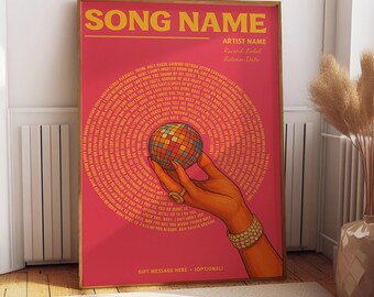 Personalized Song Lyrics Poster: Custom Music Gift, Wedding Anniversary