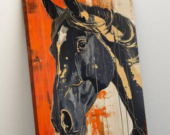 Horse Canvas Print, Horse Painting, Large Canvas Art, Rustic Art, Western Decor, Animal Wall Art, Horse Lover Birthday Gift, Ready to Hang