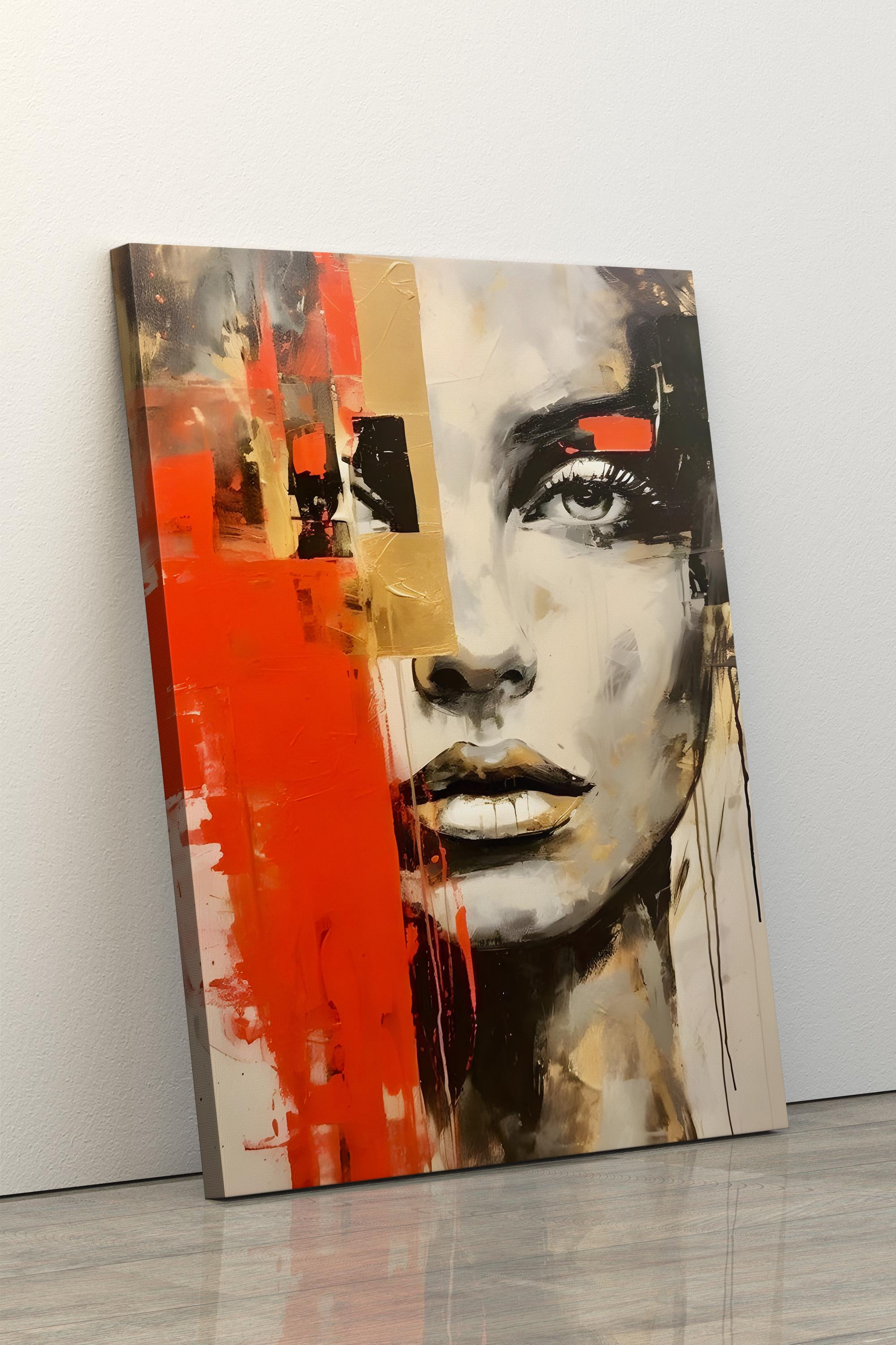 Abstract Woman Face Print, Painting Canvas, Abstract Face Wall Art ...